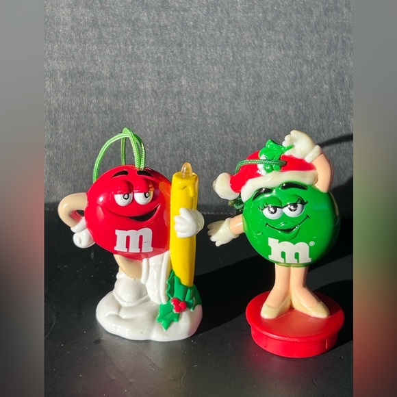 M&M'S Other - Vintage 90’s M&M Set of 2 Christmas Ornament Plain Peanut Green Red